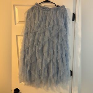 Altar'd State Light Blue Ruffled Tulle Skirt